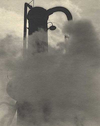 The Condensing Tower, Vintage silver print on ‘Charcoal Black’ paper, ca. 1925