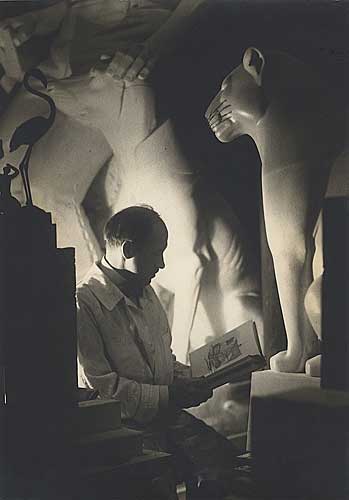 Paul Manship [1885-1966] in His Studio, Vintage silver print, ca. 1938
