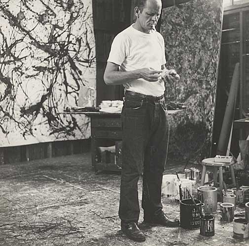 Jackson Pollock in his Studio, Vintage silver print, 1950