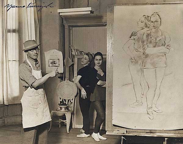 Yasuo Kuniyoshi [1893-1953] in His New York Studio, Vintage silver print, 1935