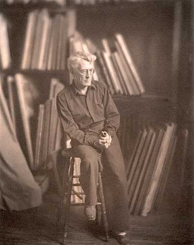 John Sloan [1871-1951] in His Studio, Vintage silver print, 1949