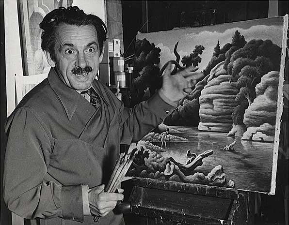Thomas Hart Benton [1889-1975] in His Studio, Vintage silver print, 1941