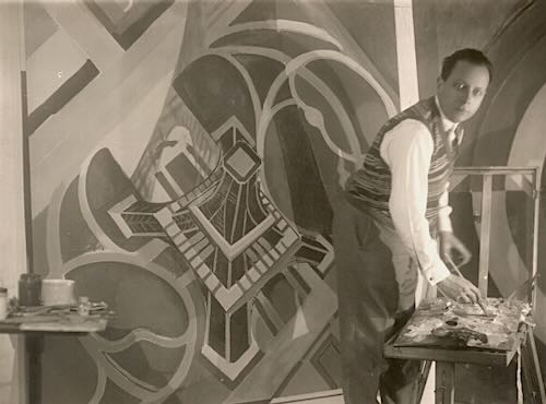 Robert Delaunay in His Studio, Vintage silver print, 1922