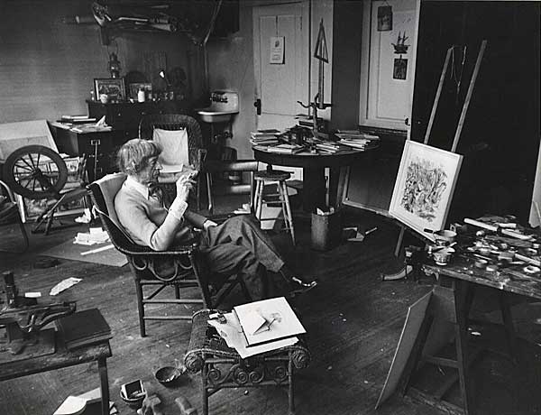 John Marin [1870-1953] in His Studio, Hoboken, New Jersey, Vintage silver print, 1949